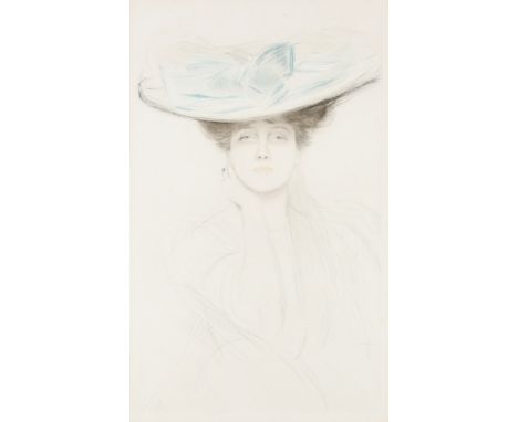 Paul César Helleu (French 1859-1927) Le Noeud Bleu Signed Helleu (in pencil, lower left) Drypoint 54.2 x 33.4 (plate)