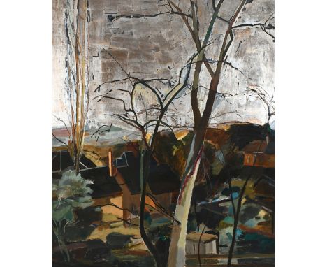 ‡Ben Levene RA (1938-2010) Winter Light Signed with monogram (lower right) and inscribed Ben Levene/RA/'WINTER LIGHT' (to rev