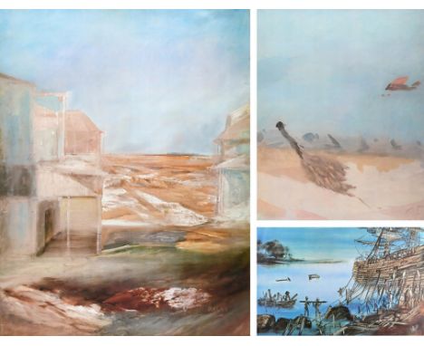 After Sir Sidney Nolan OM, AC, CBE, RA (Australian 1917-1992) Deserted Township, Dawn Reproduction print, no.35/2000  863 x 6