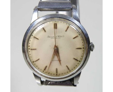 An International Watch Company vintage automatic gentleman's wristwatch, the signed dial with baton hours, on an expanding st