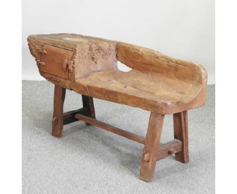 A rustic driftwood reclaimed wooden bench104l x 40d x 59h cmCondition report: This is 20th century, made from old weathered t