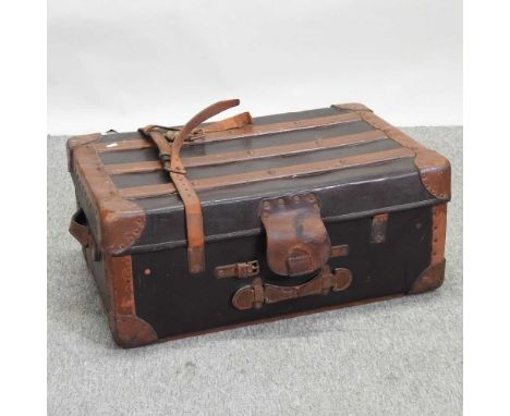 A vintage leather bound trunk71w x 46d cm