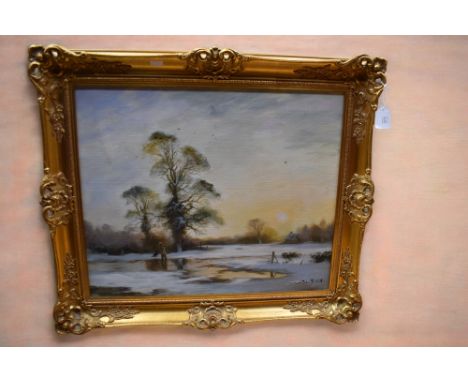 English school 20th Century oil on canvas of a country hunting scene by John Trickett, signed bottom right and framed.