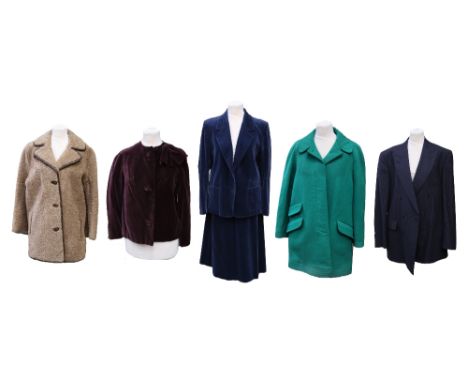  A jade wool coat by Aquascutum, 1960s, four flap pockets, 100% wool, peter pan collar, four large buttons and fully lined, s