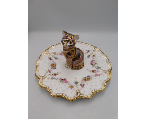 A Royal Crown Derby fluted rim plate in the Royal Antoinette pattern , first Quality , approx 25.5cm in diameter, together wi