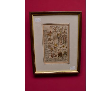 C 1740 road map of Nottinghamshire by Owen &amp; Bowen hand coloured in frame
