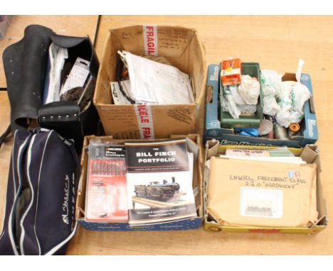 A collection of assorted tools, paperwork and more model railway ephemera. Please assess photographs. (four boxes + two bags)