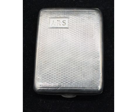 A George V silver match holder, having engine turned decoration and initialled cartouche A.R.S, hallmarked by D Bros, Birming