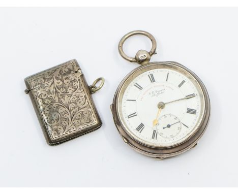 A silver cased open faced J. G Greeves pocket watch, with white dial, numeral markers, subsidiary dial at 6, case approx 50mm