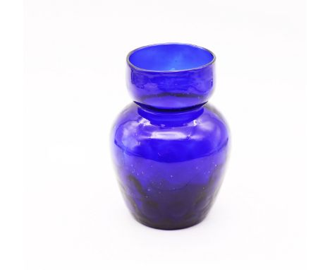 A 19th century hand blown Bristol blue glass vase, having internal dimple effect detail, approx. 14cm high.  Further details: