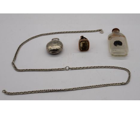 A Victorian rose metal hardstone intaglio seal,  height approx 33, seal approx 20 x 15mm, total gross weight approx 13.7gms, 