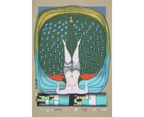 Friedensreich Hundertwasser (1928 Wien - 2000 vor Australien)Hommage à Schröder-Sonnenstern. 1972. Farbserigraphie m. Metallf