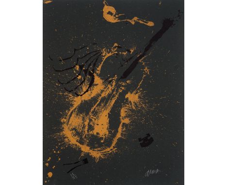Arman (Armand Pierre Fernandez).  (1928 Nizza - 2005 New York City). o.T. 1973. Farbserigraphie auf schwarzem Karton. 65 x 50
