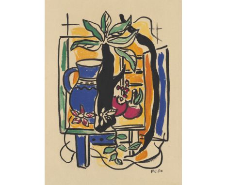 Fernand - nach Léger (1881 Argentan - 1955 Paris)Nature morte. 1950. Farblithographie auf chamoisfarbenem Papier. 30 x 22 cm 