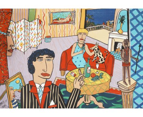 Pop Art Moritz Götze (1964 Halle)Das Zimmer. 1994. Farbserigraphie auf festem Papier. 117 x 168,5 cm. Signiert, datiert und n