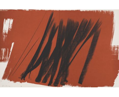 Informel - - Hans Hartung.  (1904 Leipzig - 1989 Antibes). Farandole. 1971. Farblithographie auf leichtem Karton. 49 x 74 cm 
