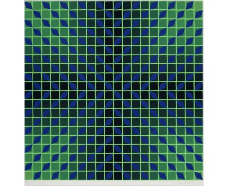 Geometrische Abstraktion - Op Art - - Victor Vasarely.  (1906 Pécs - 1997 Paris). Jindey. Farbserigraphie auf leichtem Karton