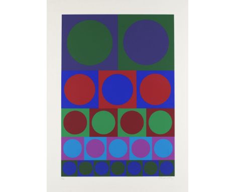 Geometrische Abstraktion - Op Art - - Victor Vasarely.  (1906 Pécs - 1997 Paris). o.T. (geometrische Komposition). Farbserigr