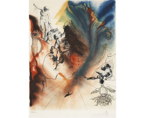 Surrealismus - - Salvador Dalí.  (1904 - 1989 Figueras). Romantic. 1973. Farblithographie auf Arches Velin. 54 x 42cm (71,5 x
