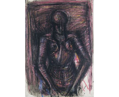 Lothar Böhme.  (1938 Berlin -  lebt in Berlin). Set aus 5 Arbeiten. 2000-2005. Verschiedene Techniken, u.a. Ölkreide auf Papi
