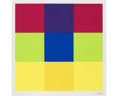 Konkrete Kunst Richard Paul Lohse (1902 - 1988 Zürich)o.T. Farbserigraphie auf leichtem Karton. 18,5 x 18,5 cm (20,6 x 21 cm)
