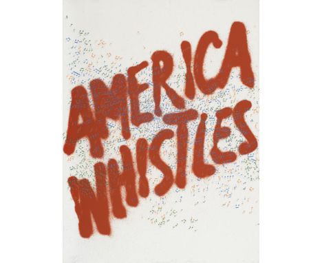 Amerikanische Moderne - - Edward Ruscha.  (1937 Omaha, Nebraska). America Whistles. 1975. Farblithographie auf chamoisfarbene