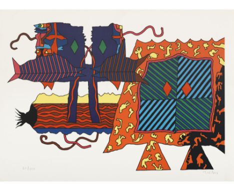 Heinz Trökes (1913 Hamborn - 1997 Berlin)Set aus 3 Graphiken. (u.a. Kathedrale, Fabelwesen mit Fischen). Je Farblithographie 