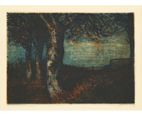 Jahrhundertwende - - Hans am Ende.  (1868 Trier - 1918 Stettin). Worpsweder Landschaft. Folge von 4 Zustandsdrucken des Motiv