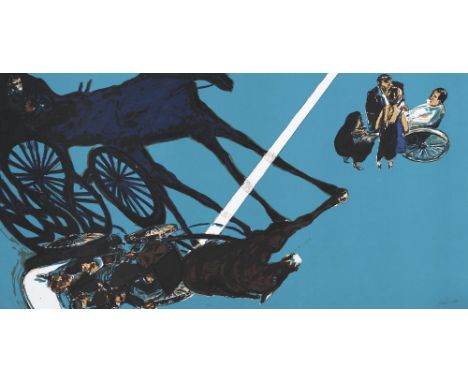 Norbert Tadeusz.  (1940 Dortmund - 2011 Düsseldorf). (Santa Lucia). 1997. Farblithographie auf Bütten. 71 x 140 cm. Signiert 