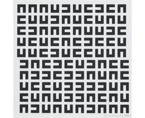 Konkrete Kunst - - Vera Molnár.  (1924 Budapest). o.T. Serigraphie auf Karton. 14,5 x 14,5 cm (16 x 16 cm). Signiert. - Guter