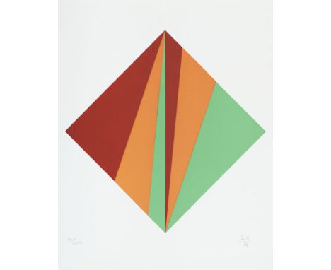 Geometrische Abstraktion Max Bill (1908 Winterthur - 1994 Berlin)o.T. (Farbiges Quadrat). 1988. Farbserigraphie auf chamoisfa
