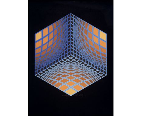 Geometrische Abstraktion - Op Art - - Victor Vasarely.  (1906 Pécs - 1997 Paris). Parmenide. 1979. Farbserigraphie auf Papier