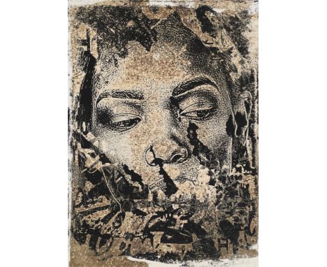 Zeitgenössische Kunst - Street Art - - Vhils (Alexandre Farto).  (1987 Lissabon). Taciturn. 2018. Serigraphie überarbeitet mi