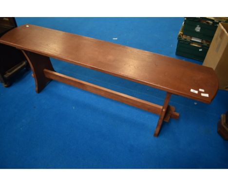 A traditional stained frame form style bench, approx 152 x 30cm