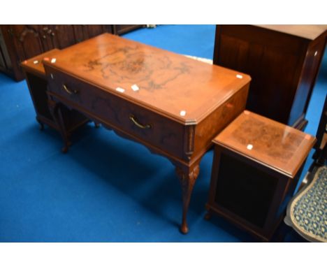 A vintage gramophone in walnut cabinet with matching speakers, by Period Hifidelity Ltd, Warwick model PHF6