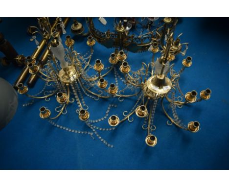 Two vintage chandelier style electric ceiling light fittings