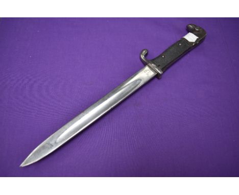 A German Model 1898 Dress Bayonet with two rivet chequered grip, maker mark  Weyersberg Kirschbaum &amp; Co, no scabbard, bla