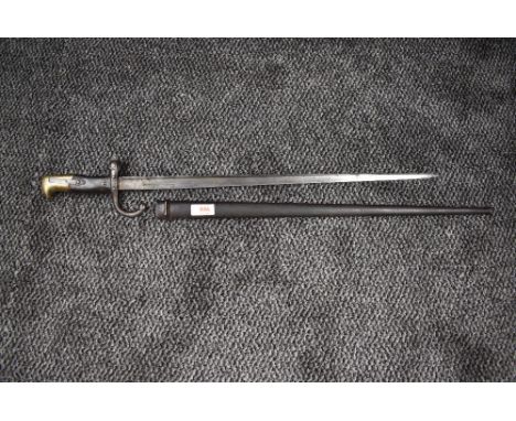 A French Epee Bayonet model 1874 for use with the Gras Rifle, Chassepot conversion, blade dated 1874 with metal scabbard blad