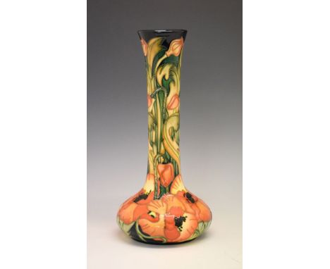 Moorcroft Allegro Flame pattern limited edition vase, by Emma Bossons, No.27/150, the underside with impressed marks, painted