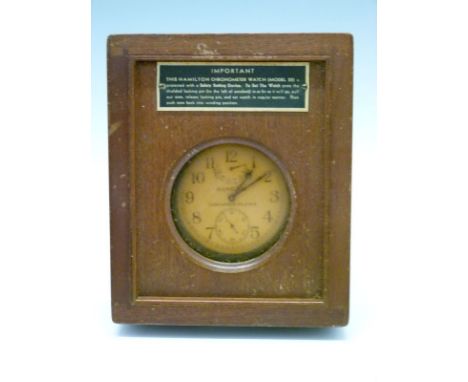World War II Hamilton (USA) Model 22 Chronometer Deck Watch, the cream Arabic dial marked Hamilton Lancaster, PA. USA, with 4