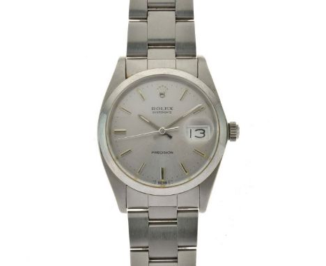Rolex, - Gentleman's stainless steel Oysterdate Precision manual wristwatch ref.6694/0, signed silvered dial with date, centr