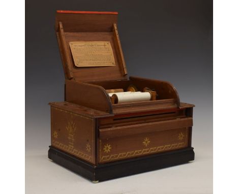 Late 19th/early 20th Century 'English Automatic Seraphone', the walnut case with hinged cover to superstructure inscribed 'Se
