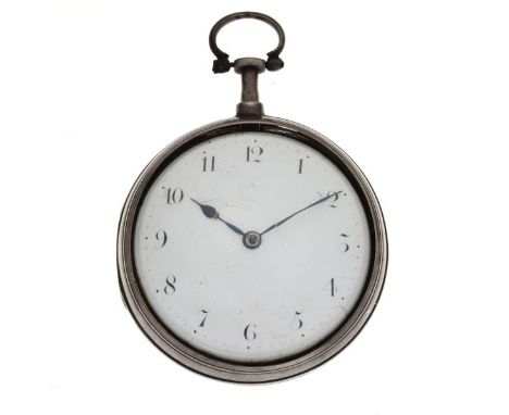 Jonathan Farr, Bristol - Silver pair cased pocket watch, white enamel dial with black Arabic numerals and hands, inner case L