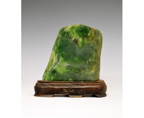 Chinese mottled green hardstone boulder, 14.5cm high   Condition: **General condition consistent with age