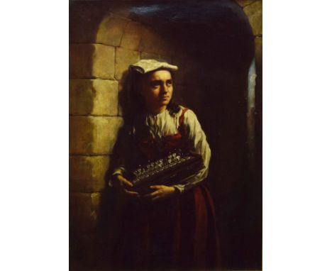 Sir Hubert von Herkomer (1849-1914), - Oil on canvas - The Accordian Girl, signed and dated 1879, 48cm x 33cm   Condition: A 