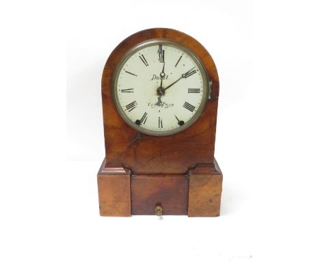 A 19th century mantel clock with two train movement, circular painted dial inscribed Dobel" in walnut veneered case with hing