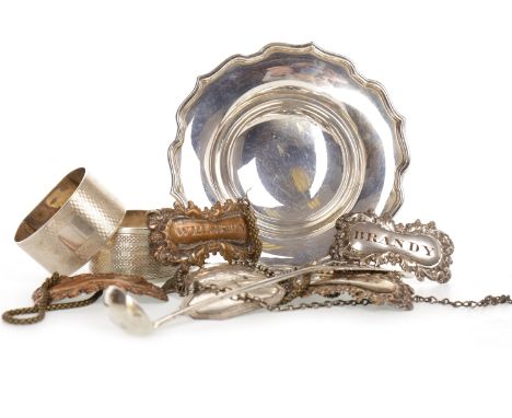 SILVER BON BON DISHmaker Adie Brothers Ltd., Birmingham 1946, of circular form with scalloped edge, 11.5cm diameter; along wi