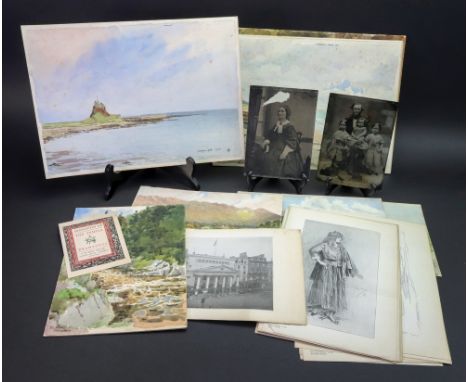 English School, early 20th Century, A group of twelve landscapes, including Lidisfarne Castle, The Cheviots, Crummock Water, 