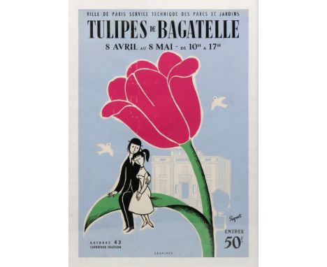 A vintage French poster 'Tulipes de Bagatelle', 60 x 39.5cm.