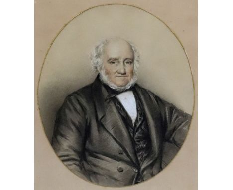 English School, 19th Century, A portrait of a gentleman; and a companion of his wife, a pair, watercolour heightened with whi